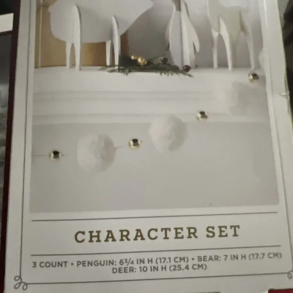 Wondershop Christmas Wood Character Set - 3 Count Penguin,Deer,Bear New